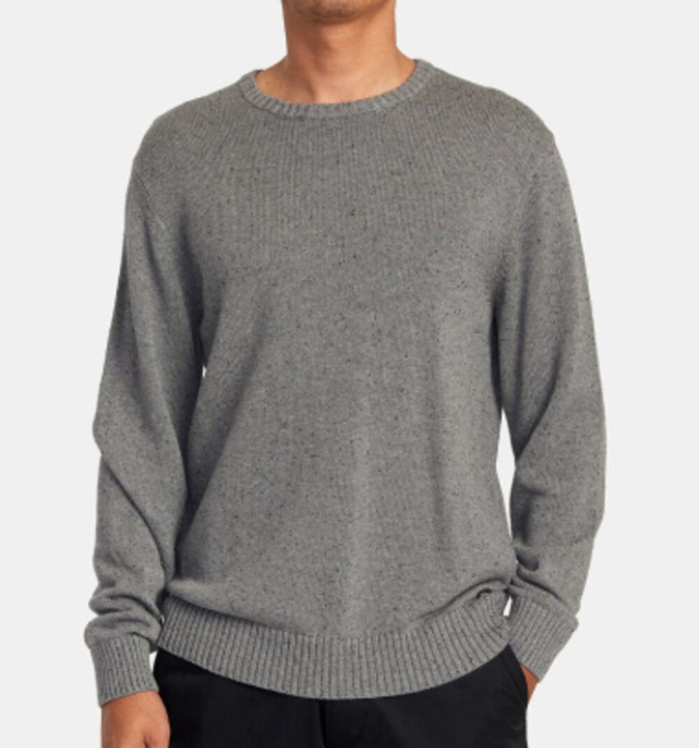 RVCA Men's Neps Crewneck Sweater gray knit ribbed small regular fit like new